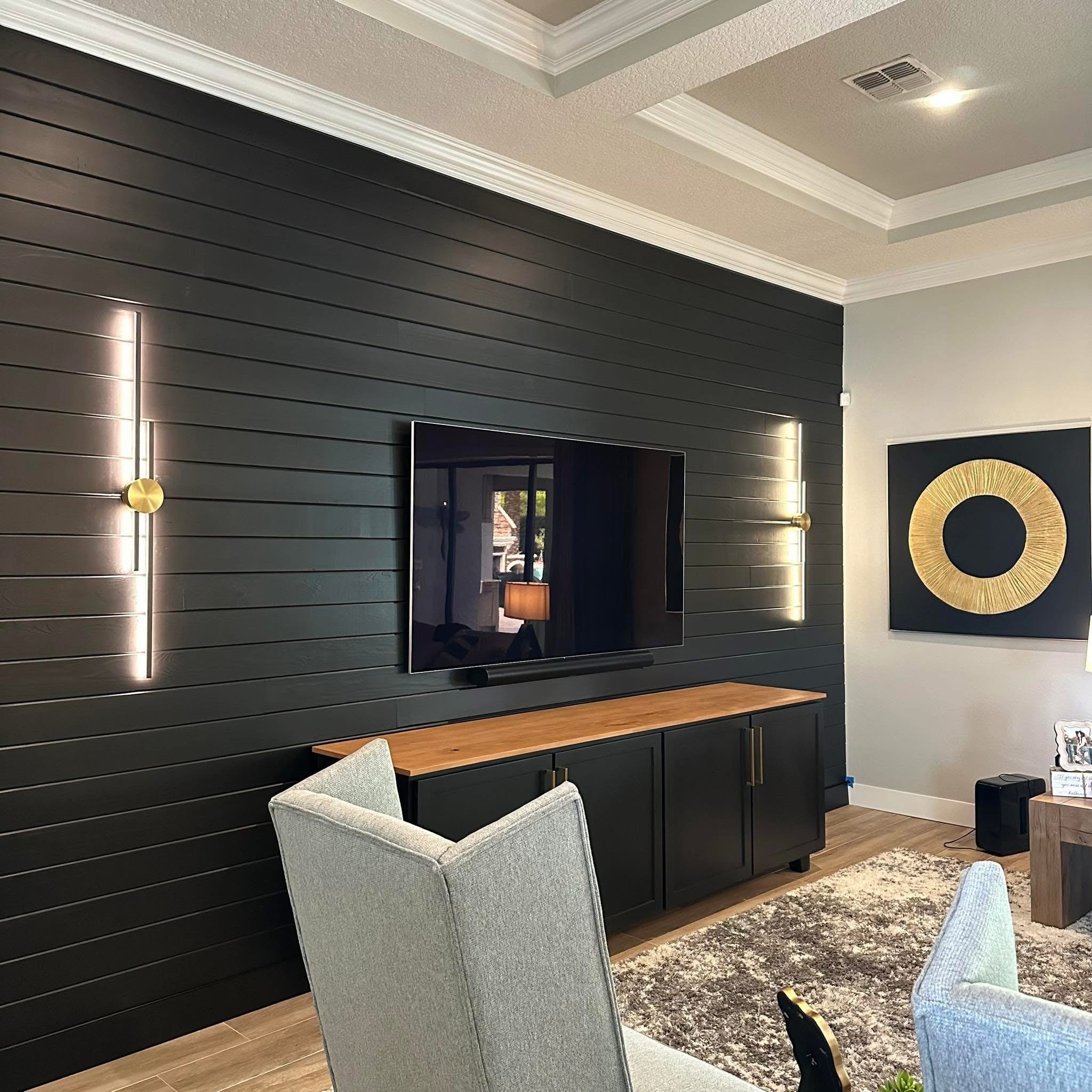 Modern black shiplap accent wall
