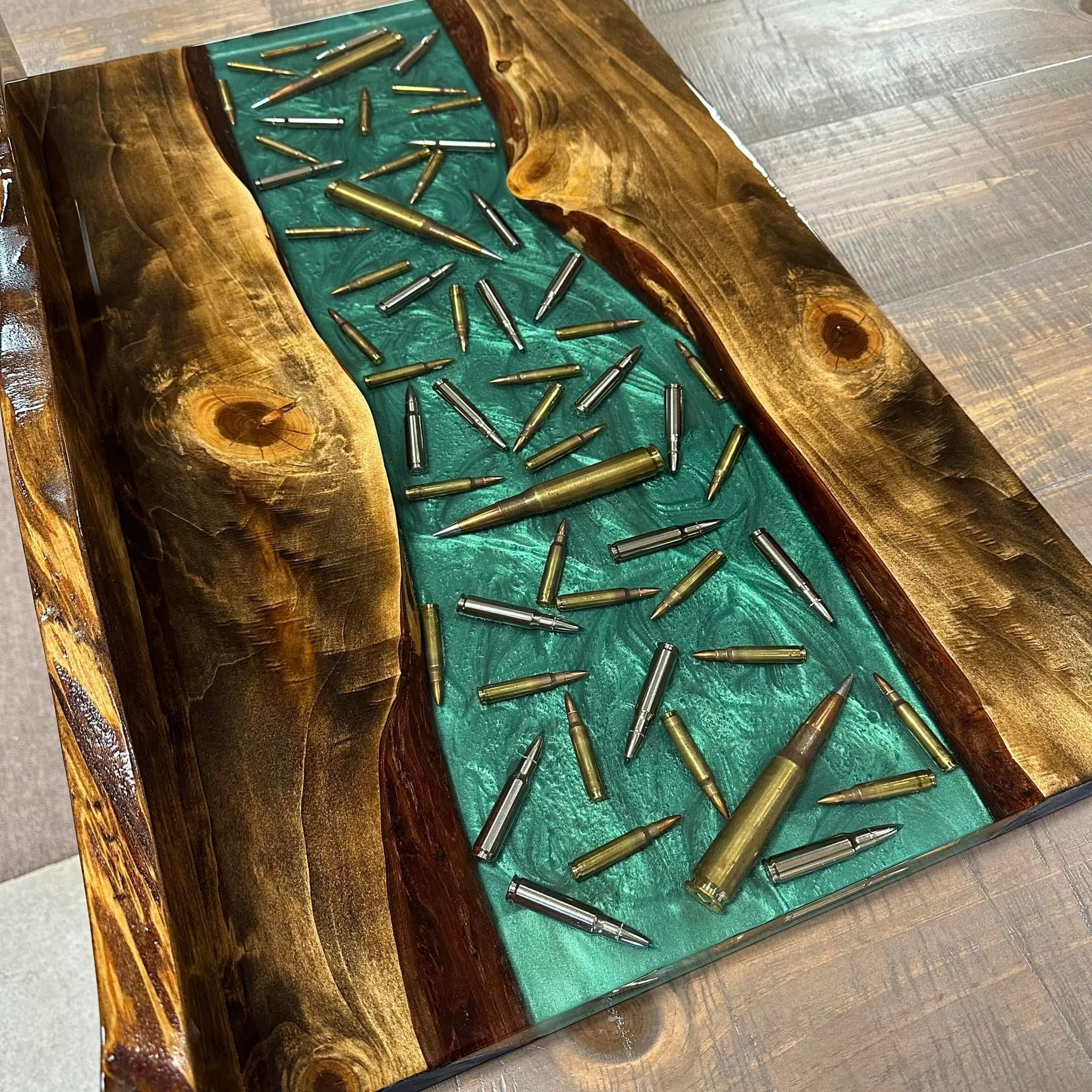 Epoxy river table with embedded details