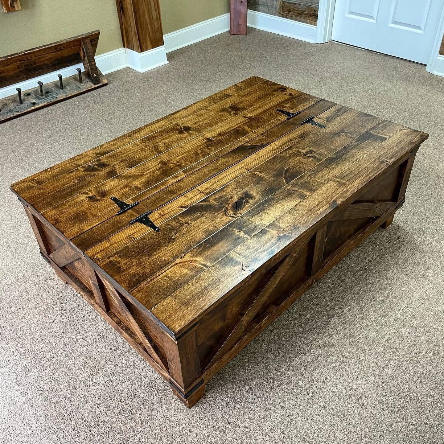 Barnwood storage trunk coffee table