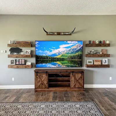TV console with floating shelves
