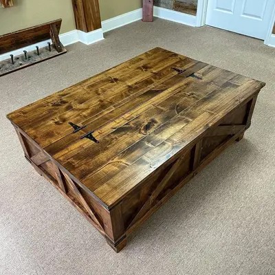 Barnwood storage trunk coffee table